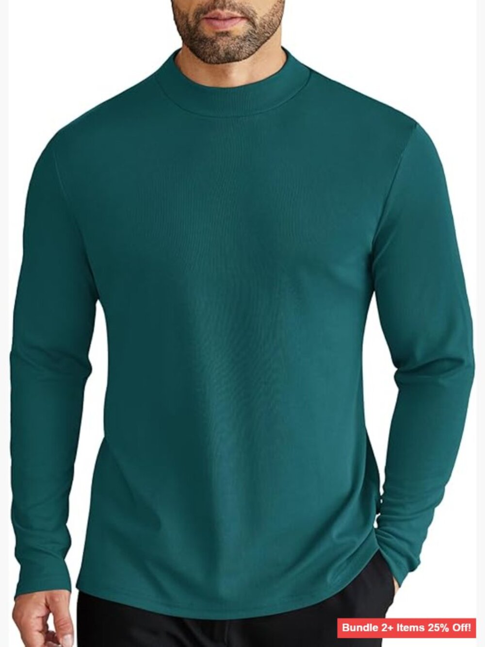 Slim Fit Mock Turtleneck Thermal Top, Long Sleeve Ribbed Pullover, Lightweight